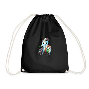 panda,panda bear,colorful,graffiti,painting,suit - Drawstring Bag - black - Front