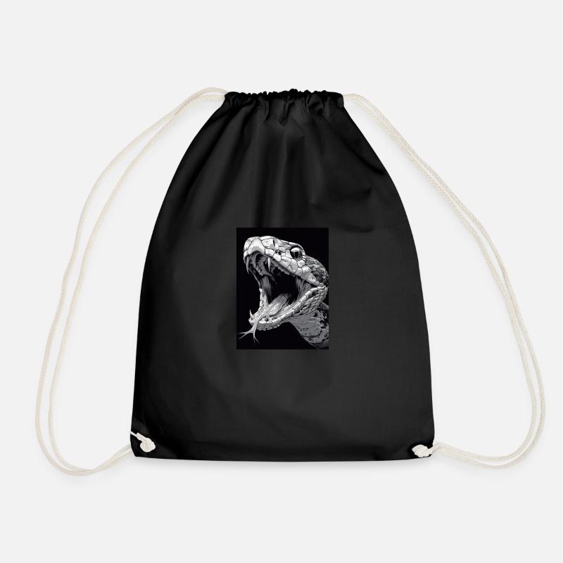 Fanged – Black & White Rattlesnake Artwork - Turnbeutel - Schwarz