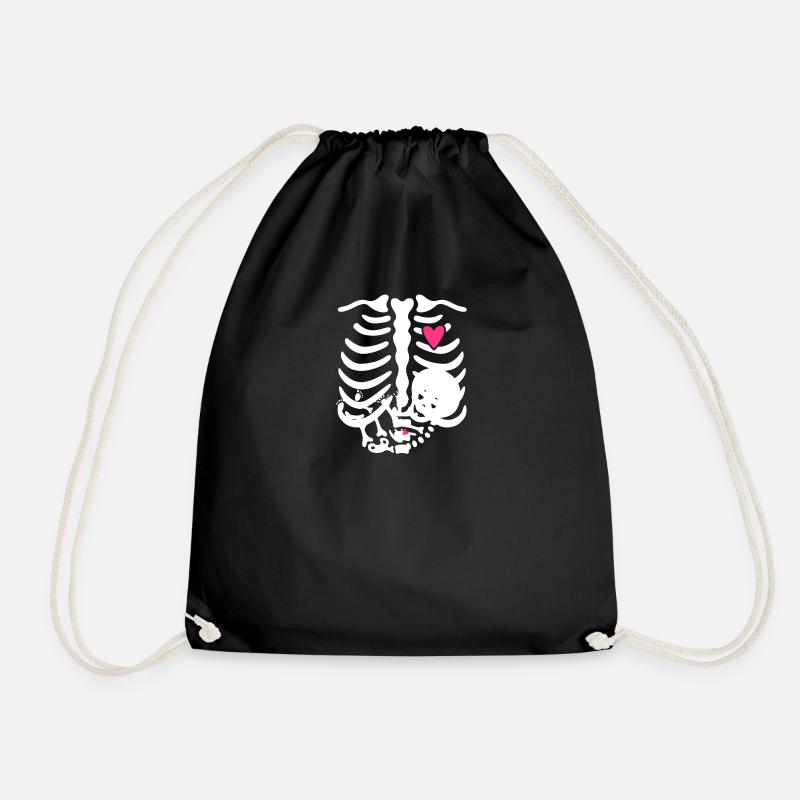 Maternity Skeleton ribcage - Drawstring Bag - black