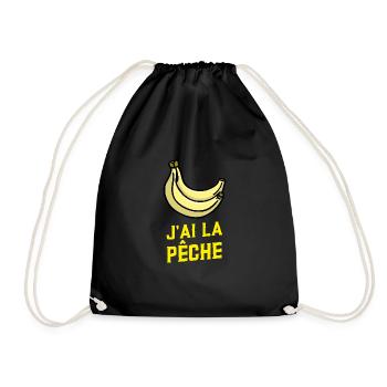 J'ai la pêche banane jaune humour fruits - Sac de sport léger - noir - Devant
