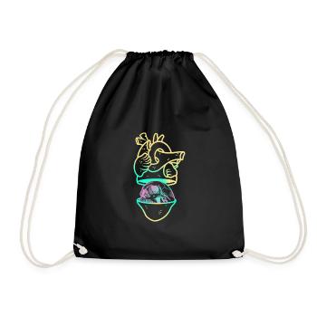 Heart Skull 1 yellow - Sac de sport léger - noir - Devant