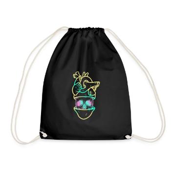 Heart Skull 3 yellow - Sac de sport léger - noir - Devant