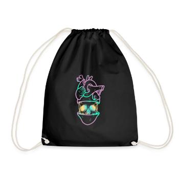 Heart Skull 3 mauve - Sac de sport léger - noir - Devant
