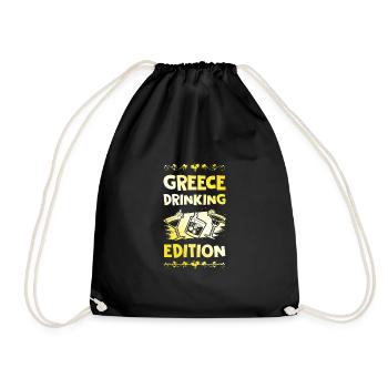 Greece Drinking Spruch - Turnbeutel - Schwarz - Vorne