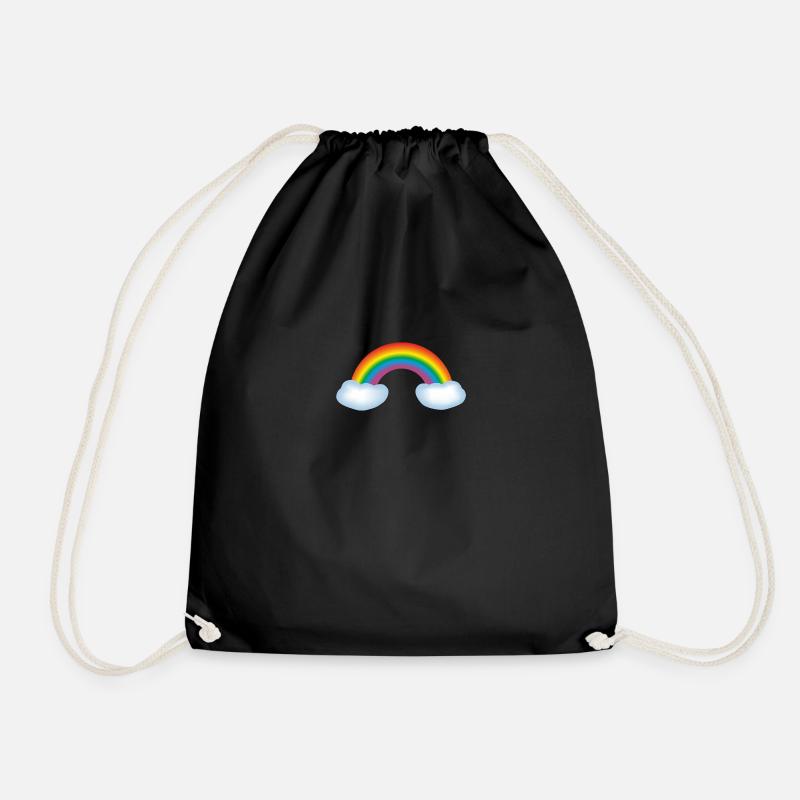 Regenbogen mit Wolken - Turnbeutel - Schwarz
