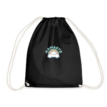 Namaste! Happy Regenbogen, personalisierbar - Turnbeutel - Schwarz - Vorne