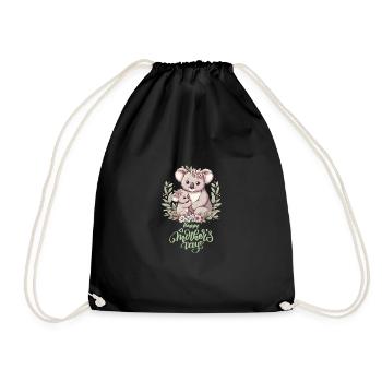 Koala Lover Hug Floral Mum Happy Mother's Day - Turnbeutel - Schwarz - Vorne