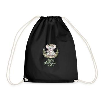 Best Mom Ever Koala Embrace Floral Wreath - Turnbeutel - Schwarz - Vorne