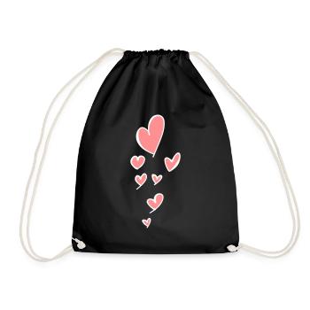 Sieben Herzen - Geschenk Mädchen von 7 - Turnbeutel - Schwarz - Vorne