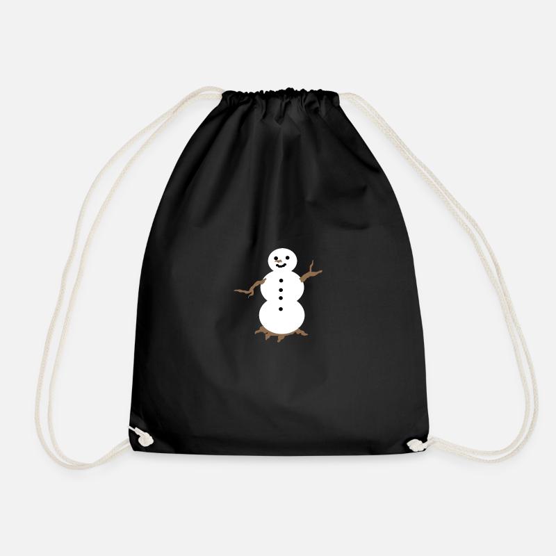 Snowman in a simple design - Drawstring Bag - black