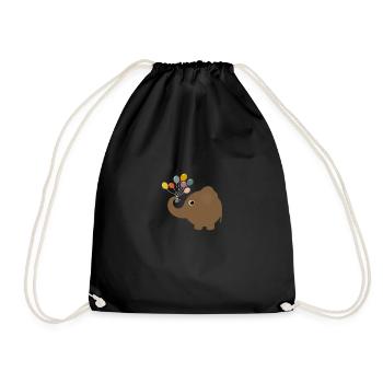 Children's Comic - Elephant - Drawstring Bag - black - Front