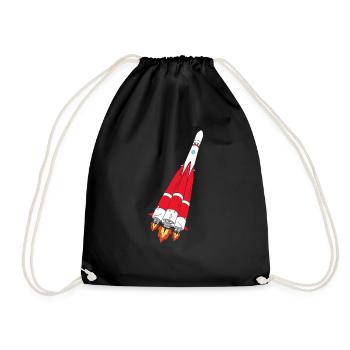 Fusée avec poussée - peinte à la main - Sac de sport léger - noir - Devant
