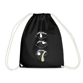 Psychedelische Augen mit Regenbogen, Eyecatcher - Turnbeutel - Schwarz - Vorne