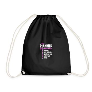 Planner Girl Checklist Pens Stickers Washi Coffee - Drawstring Bag - black - Front