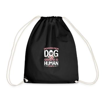 Promoted from dog Grandma to human grandma - Drawstring Bag - black - Front
