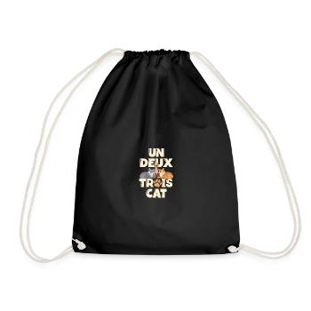 Un Deux Trois Cat Funny Cat Lover - Drawstring Bag - black - Front