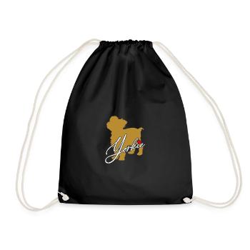 Yorkie Silhouette Yorkshire Terrier with Heart - Drawstring Bag - black - Front