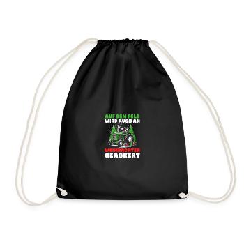 Santa Claus Tractor Christmas Party Farmer Construction - Drawstring Bag - black - Front