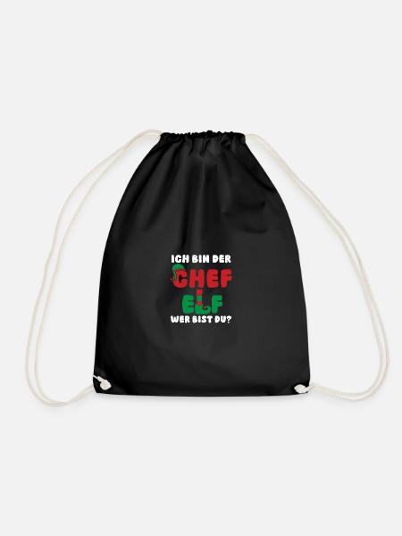 Weihnachtsmann Weihnachten Weihnachtsfest Elf - Turnbeutel - Schwarz