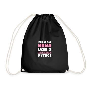 Mom of 2 children - Drawstring Bag - black - Front