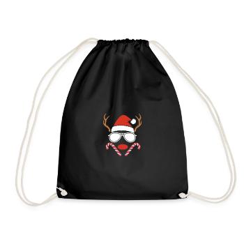 Santa Claus Christmas Reindeer - Drawstring Bag - black - Front