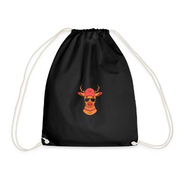 Santa Claus Christmas Reindeer - Drawstring Bag - black - Front