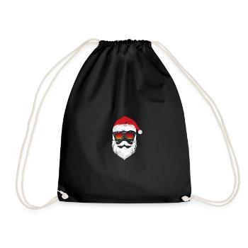 Weihnachtsmann Gesicht Mit Brille - Turnbeutel - Schwarz - Vorne