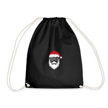 Weihnachtsmann Gesicht Mit Brille - Turnbeutel - Schwarz - Vorne