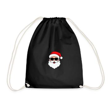 Weihnachtsmann Gesicht Mit Brille - Turnbeutel - Schwarz - Vorne