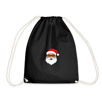 Weihnachtsmann Gesicht Mit Brille - Turnbeutel - Schwarz - Vorne