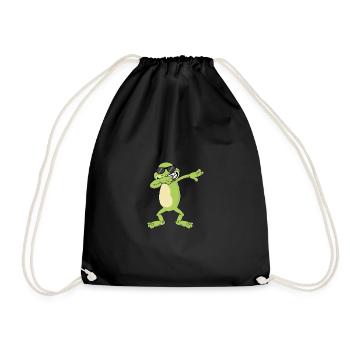 Frosch Dabbing Dab Geschenk - Turnbeutel - Schwarz - Vorne