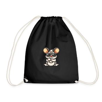 Maus Cool Tier - Turnbeutel - Schwarz - Vorne