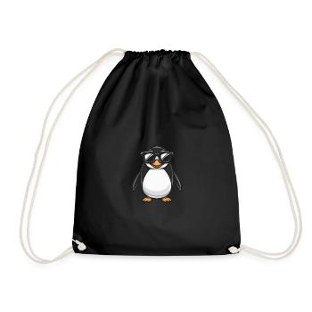 Pinguin Cool Tier - Turnbeutel - Schwarz - Vorne