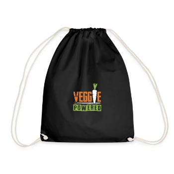 vegan veggie saying - Drawstring Bag - black - Front
