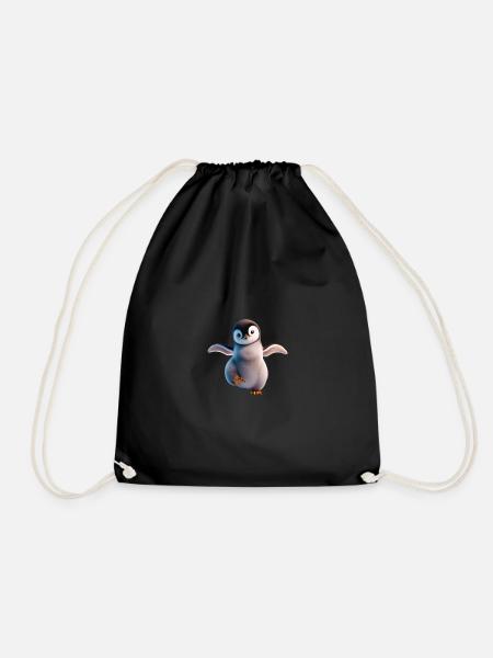 A happily dancing penguin - Drawstring Bag - black