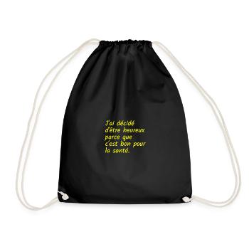 J ai décidé d être heureux c est bon pour santé - Sac de sport léger - noir - Devant