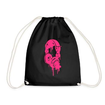 headphones - Drawstring Bag - black - Front