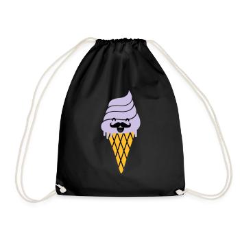 ice cream with moustache - Eis mit Bart - Turnbeutel - Schwarz - Vorne