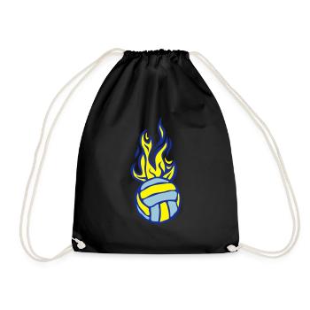 Volleyball Wasserball Flamme - Turnbeutel - Schwarz - Vorne