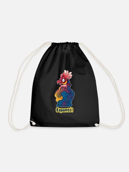 Spaced rooster - Drawstring Bag - black