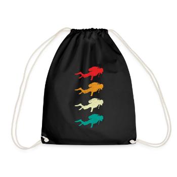 Taucher retro tauchen gehen teiftauchen - Turnbeutel - Schwarz - Vorne