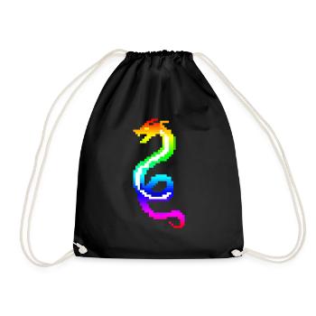 Bunter Retro-Drache - Turnbeutel - Schwarz - Vorne