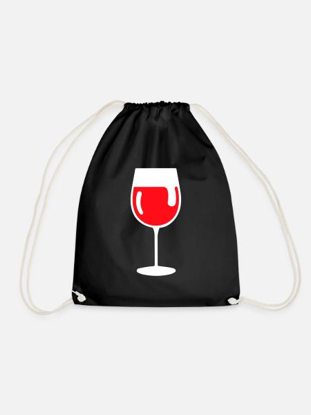 Glas Rotwein - Turnbeutel - Schwarz