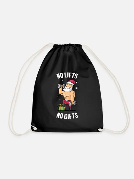 No Lifts No Gifts - Christmas Gym - Drawstring Bag - black