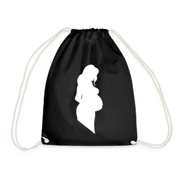 schwangerer Frau Silhouette, Schwangerschaft - Turnbeutel - Schwarz - Vorne