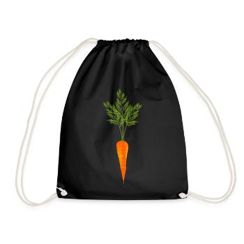 bright orange carrot with green - Drawstring Bag - black - Front
