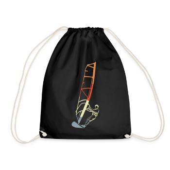 Funny windsurfer boy - Drawstring Bag - black - Front