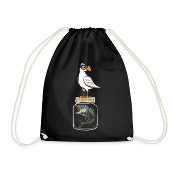 Seagull Seagulls Fish Fish Seagull Maritime - Drawstring Bag - black - Front