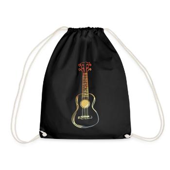 Ukulele Skizze Retro Style - Turnbeutel - Schwarz - Vorne