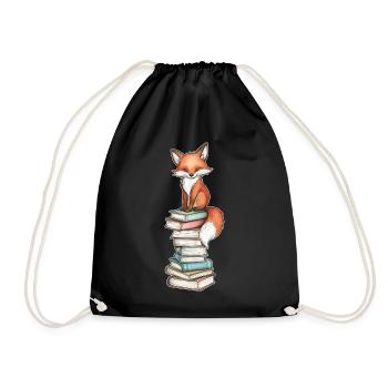 Renard sur pile de livres - Sac de sport léger - noir - Devant